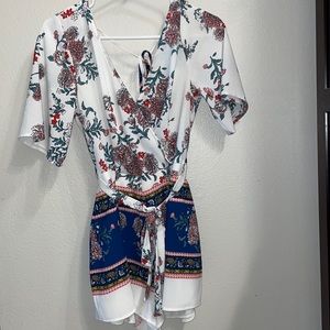 Blue Rain, Size SMALL multicolored, floral romper